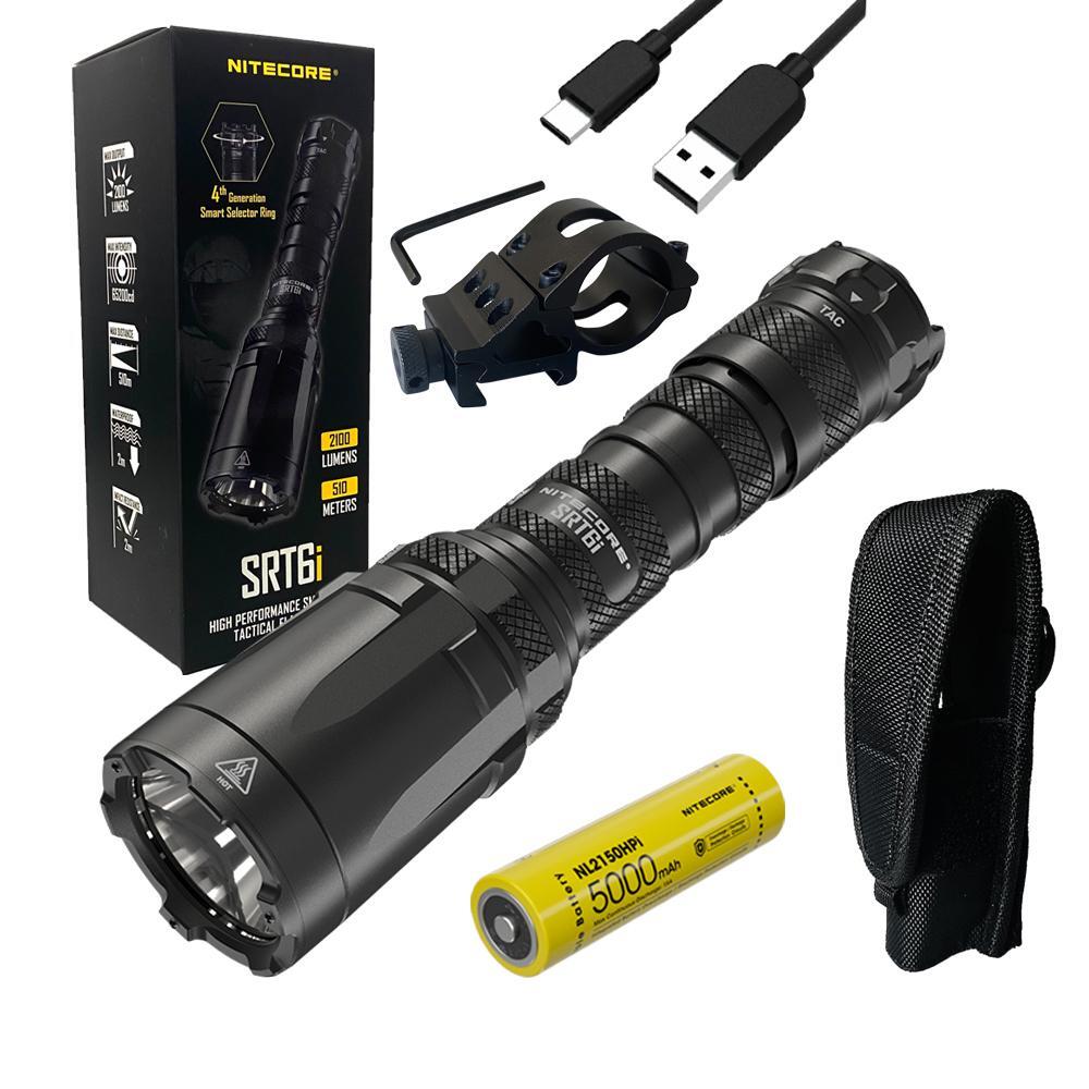 Nitecore SRT6i Rechargeable Tactical Flashlight 2100 Lumens w/ GM06 Offset Mount