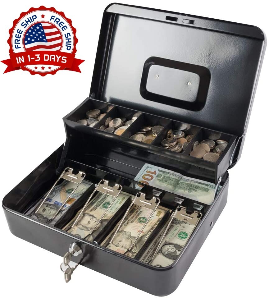 Organizador de dinero efectivo cash para negocio caja con cerradura de seguridad
