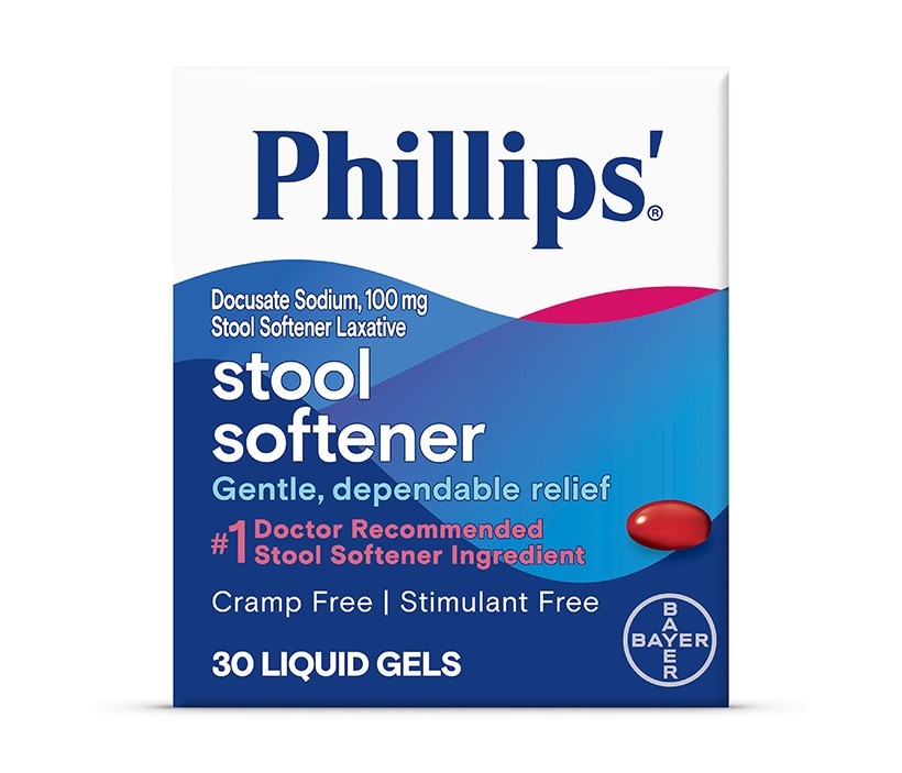 Genuine Phillips Stool Softener Laxative Liquid Gels 100 mg 30 Ct Pack of 2