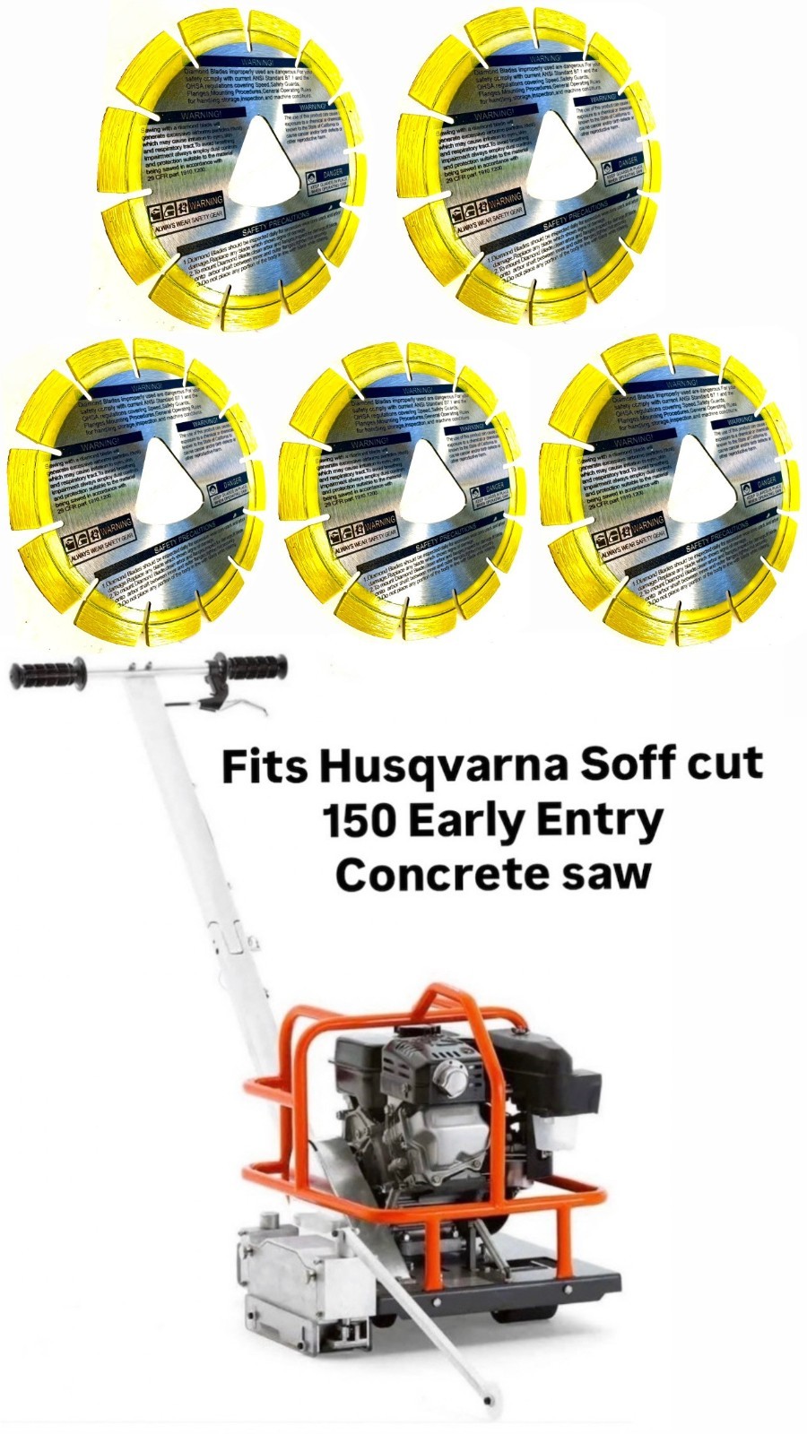 6'' Yellow early entry green concrete diamond blade Husqvarna Soff-Cut 150 (5pk)