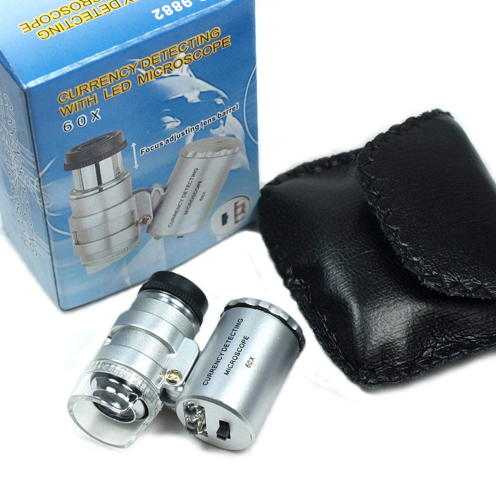 Adjustable Magnifying Loupe Jewelry Pocket Magnifier Loop Eye Coins LED Light
