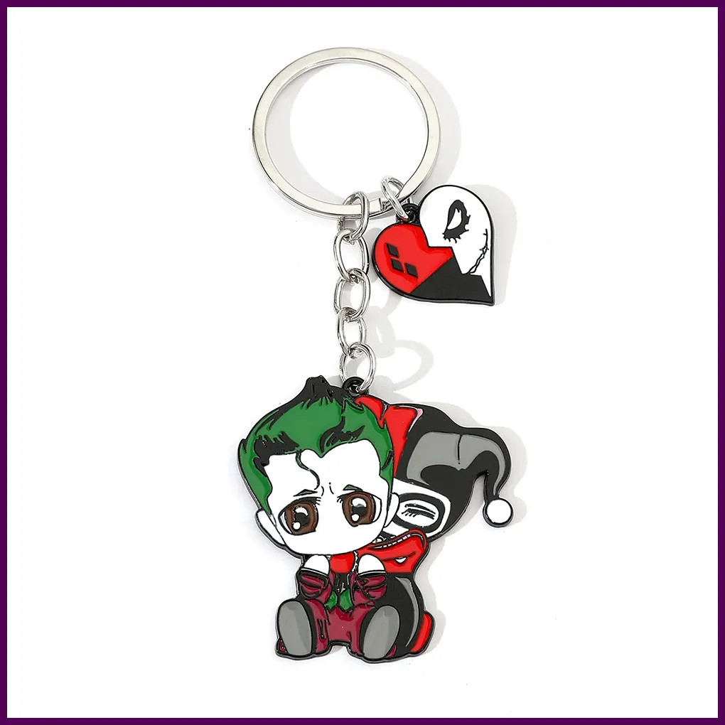 Movie Character Joker Keychain Metal Enamel Badge Fashion Pendant Keychain