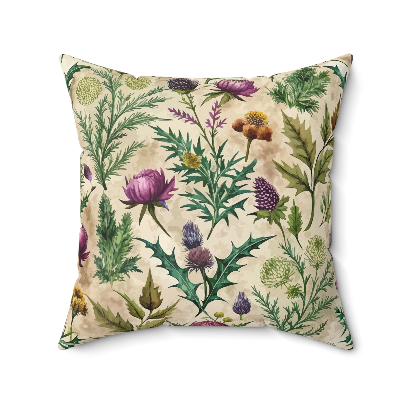 Scotland Inspired Thistle Flower Print Pillow + Cover, Botanical Home Decor