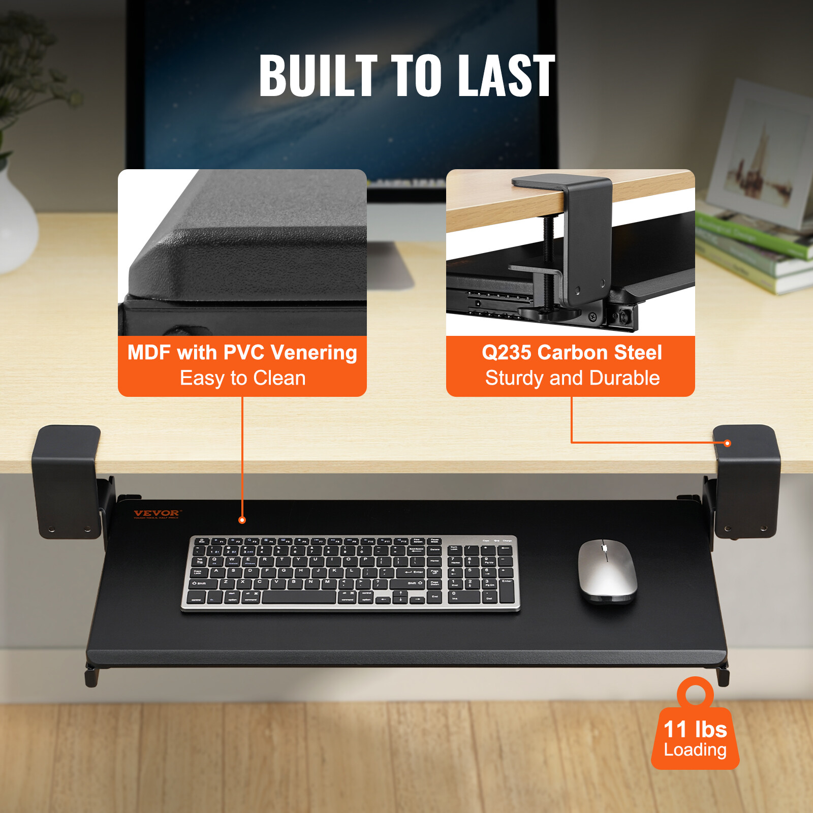 VEVOR Keyboard Tray Under Desk Pull out Keyboard/Mouse Tray with C Clamp Mount