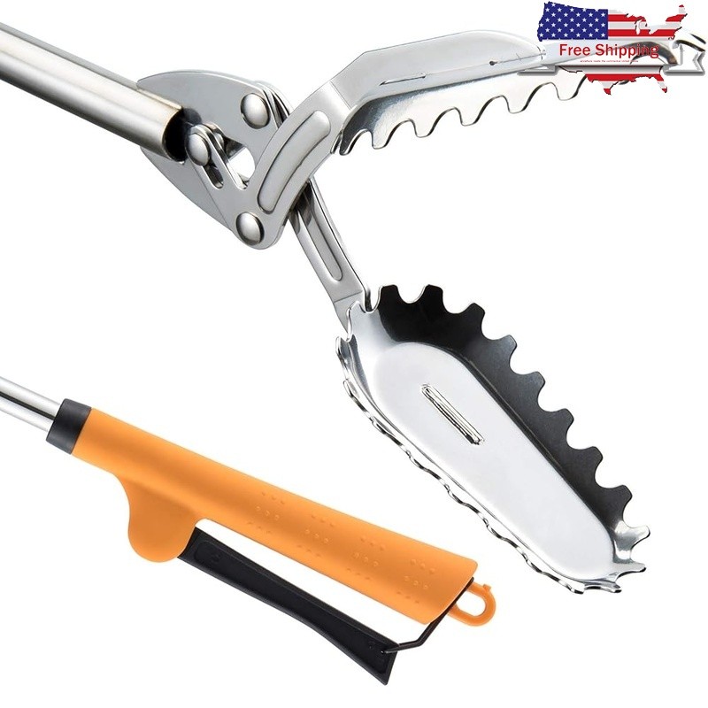 Heavy Duty Stainless Steel Grabber Tool Claw BBQ Tongs Trash Picker Garden Use
