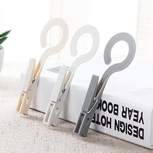 12-Pack Drying Clips Laundry Hooks, Portable Clothes Pins Hanging, Dark Grey