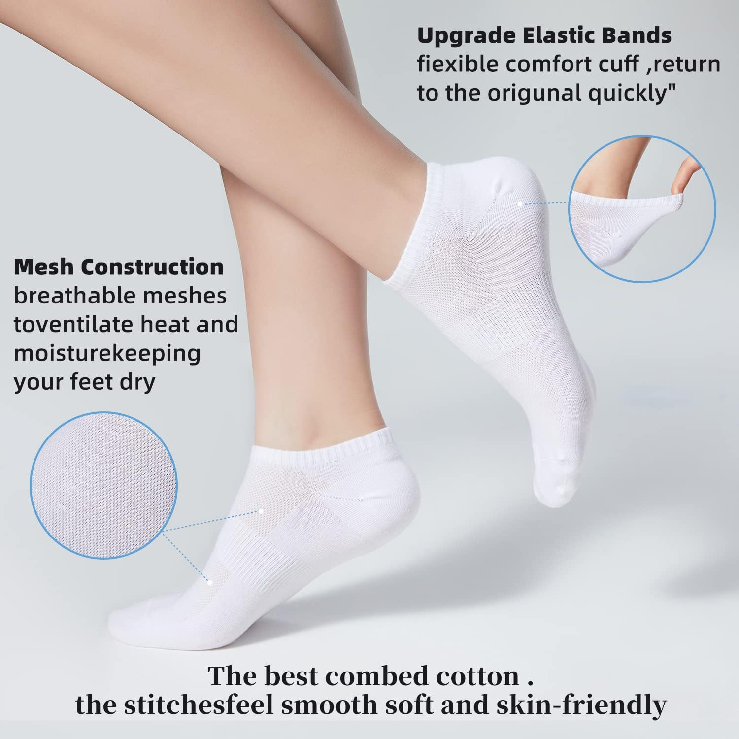 8 Pairs Ankle Socks Women'S and Men - Soft Thin Cotton Athletic Running Low Cut