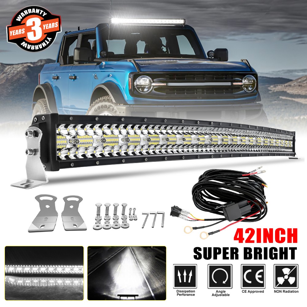 Curved 42inch LED Light Bar Combo Roof with Wire For Ford Bronco 2021-2023 2024