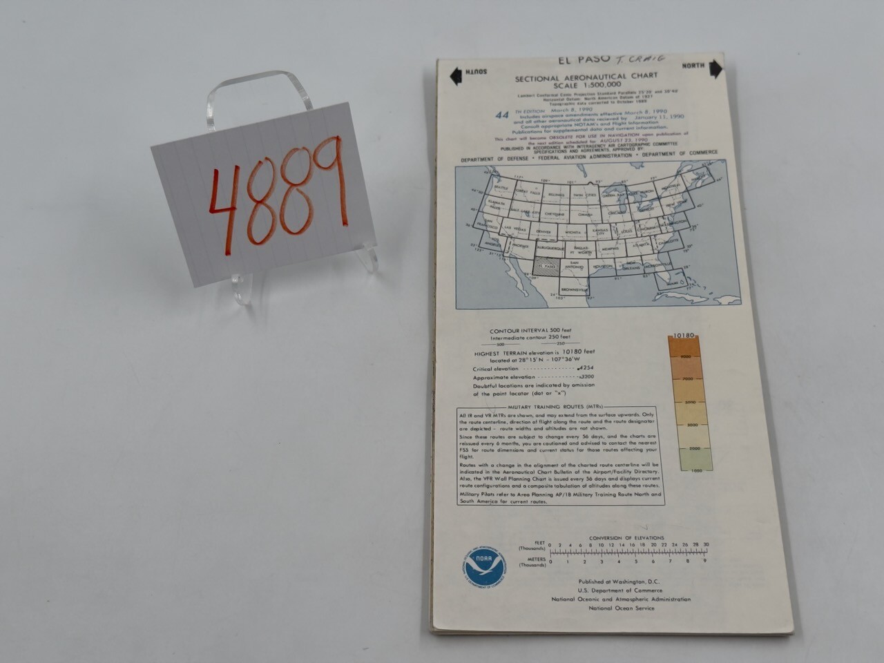 NOAA Sectional Aeronautical Chart, Scale 1:500,000 - El Paso, 44th Edition 1990
