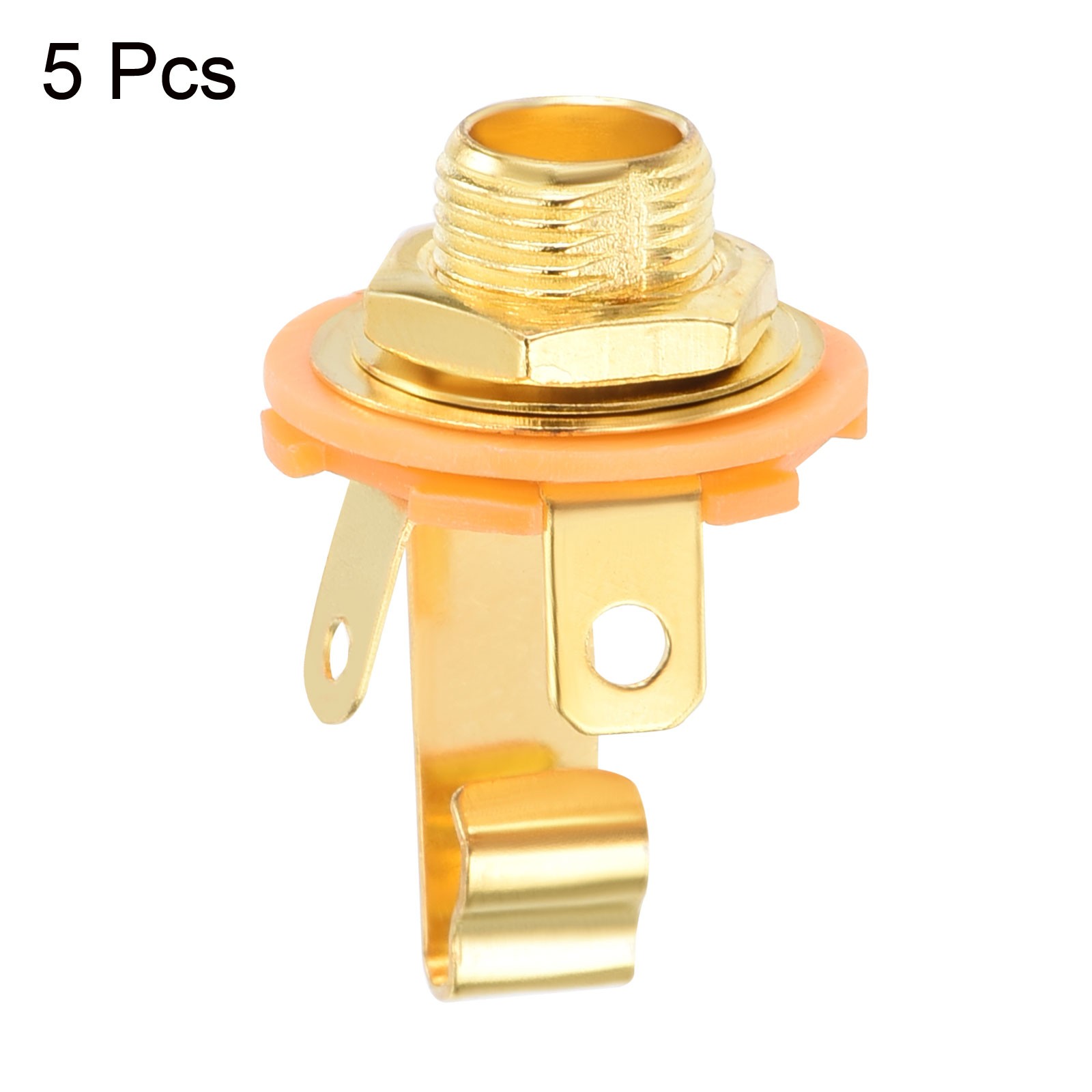 5 x Guitar Input Jack 1/4" Stereo Jack Mono Panel Mount Socket Gold