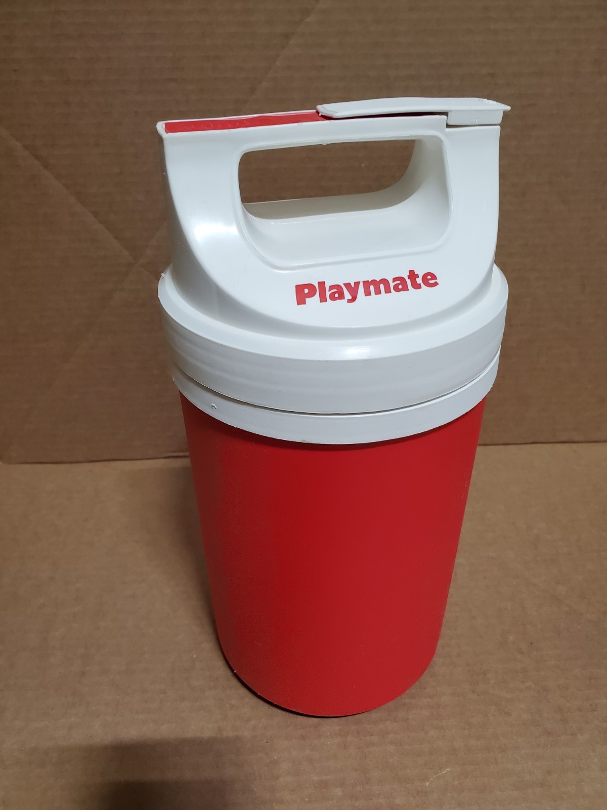 Vintage Igloo Playmate 1/2 Gallon Half Gal Water Jug Cooler Thermos Red & White