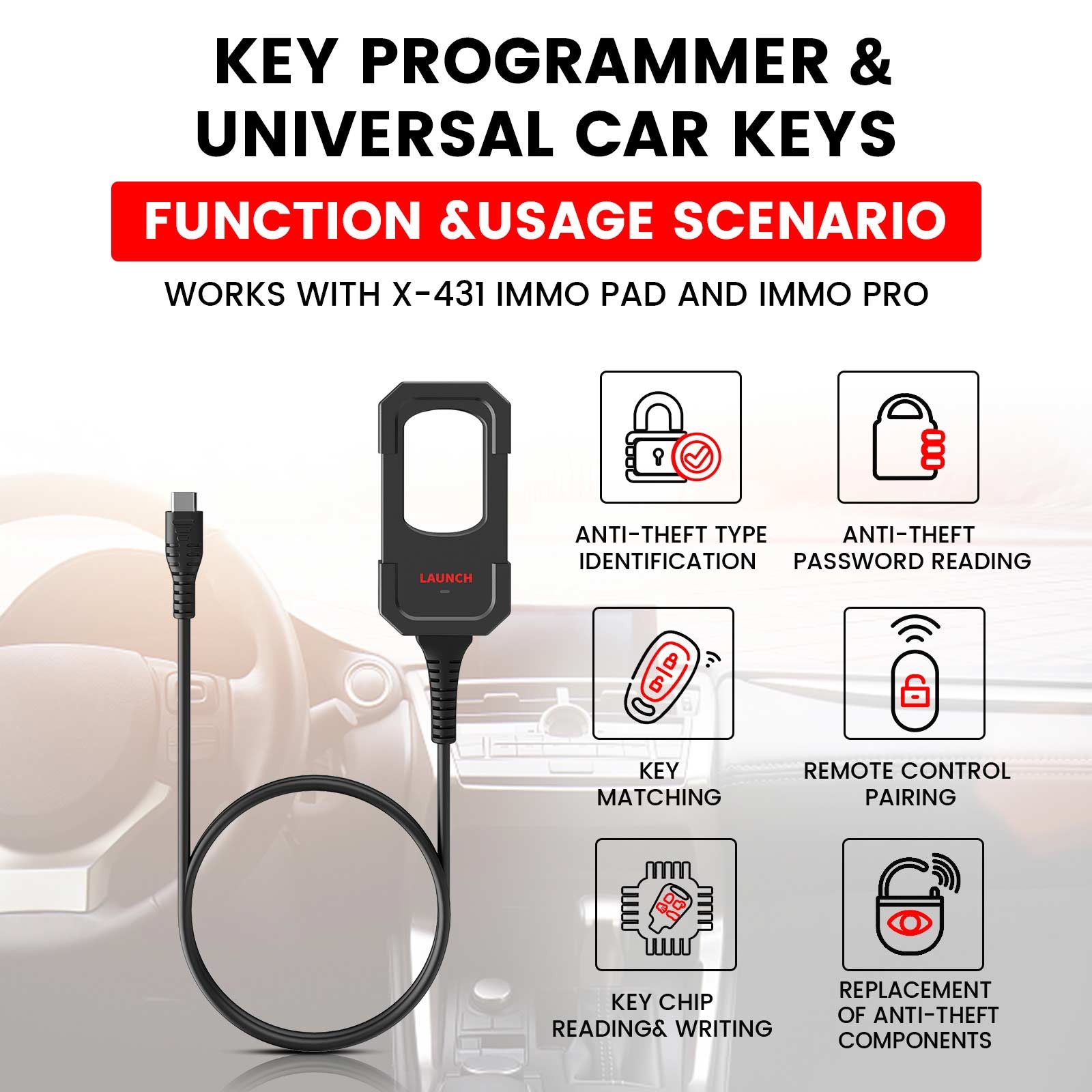 Launch X431 Key Programmer with Super Chip & 4 Sets of Smart Keys