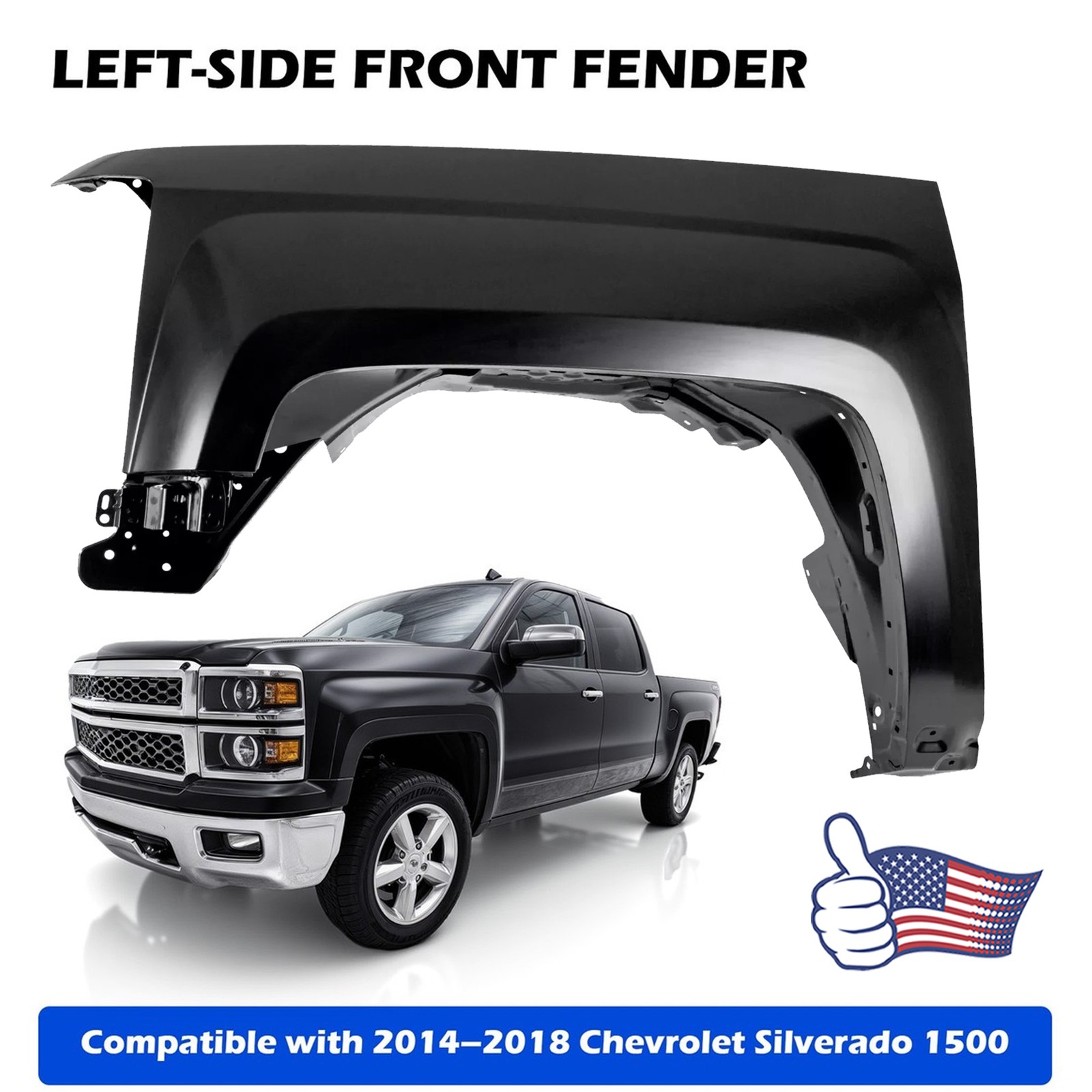 Fender For Chevrolet Silverado 1500 2014-2018 Front Driver Side Assembly