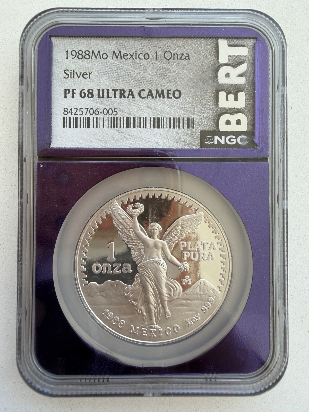 1988 Mexico Silver Libertad Proof Onza NGC PF68 & No Dot on 999 - Scarce Coin!!