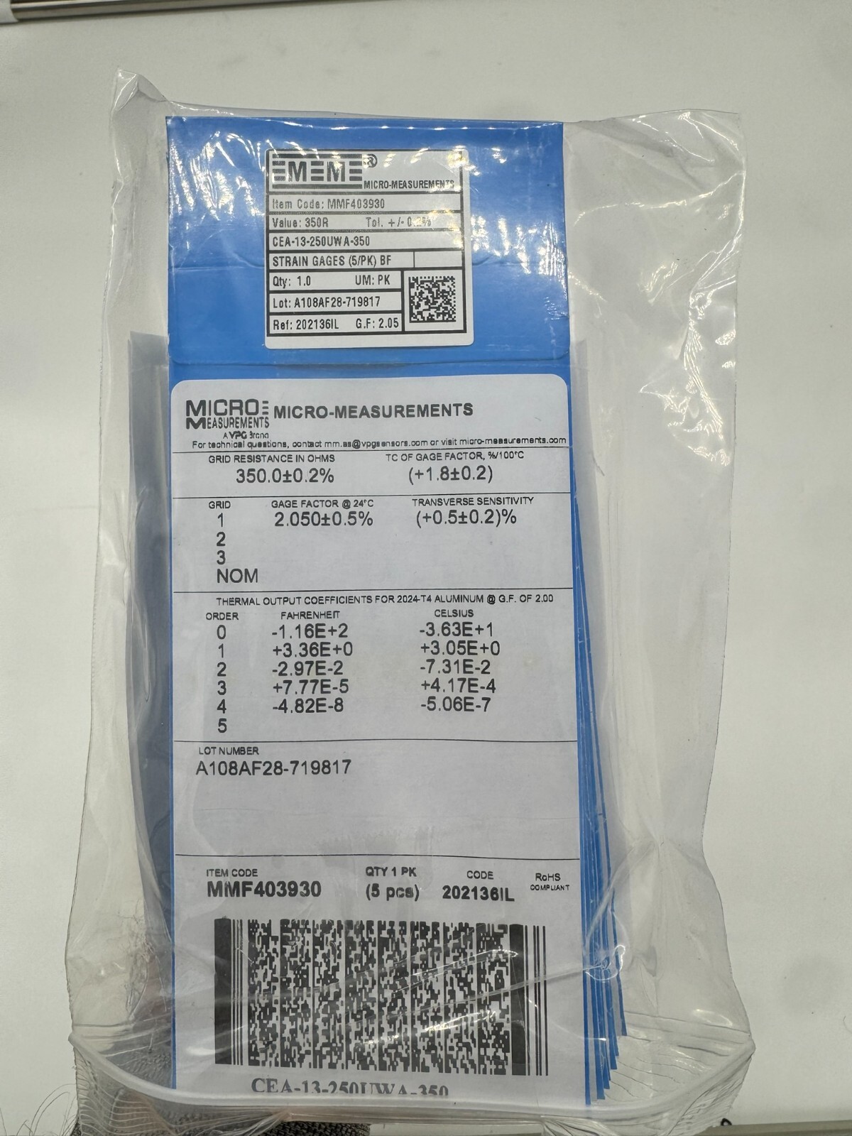 MMF403930 GAGE CEA-13-250UWA-350 LINEAR