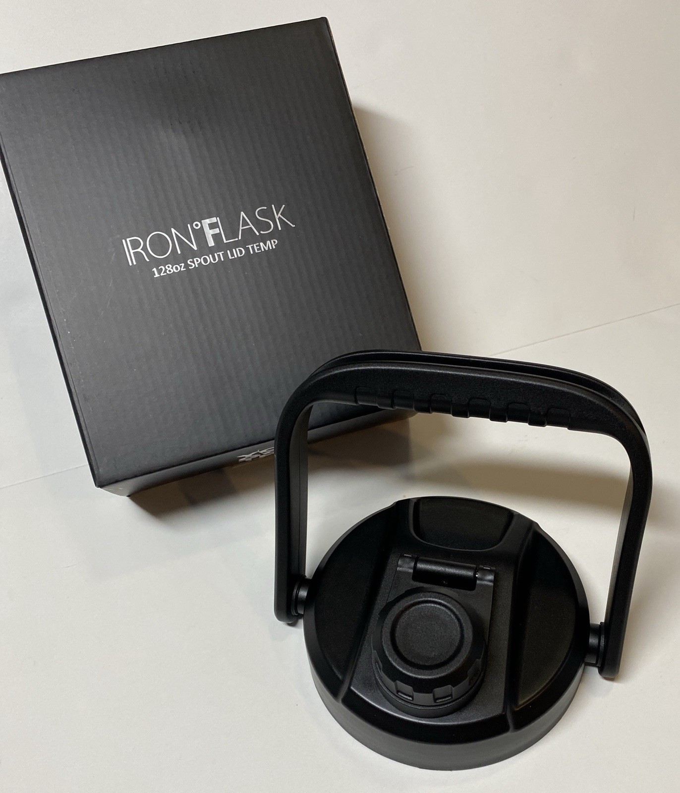 Iron Flask 128 oz Spout Lid Temp New in Box Black with Handle