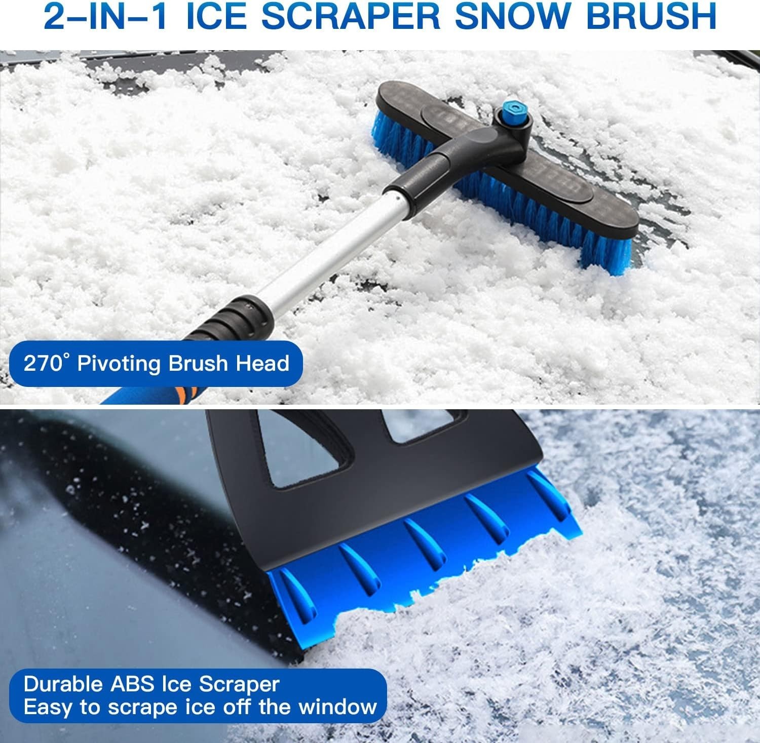 for Car Windshield, Upgraded 31 Inch Snow Scraper and Brush Combo Extendable ...