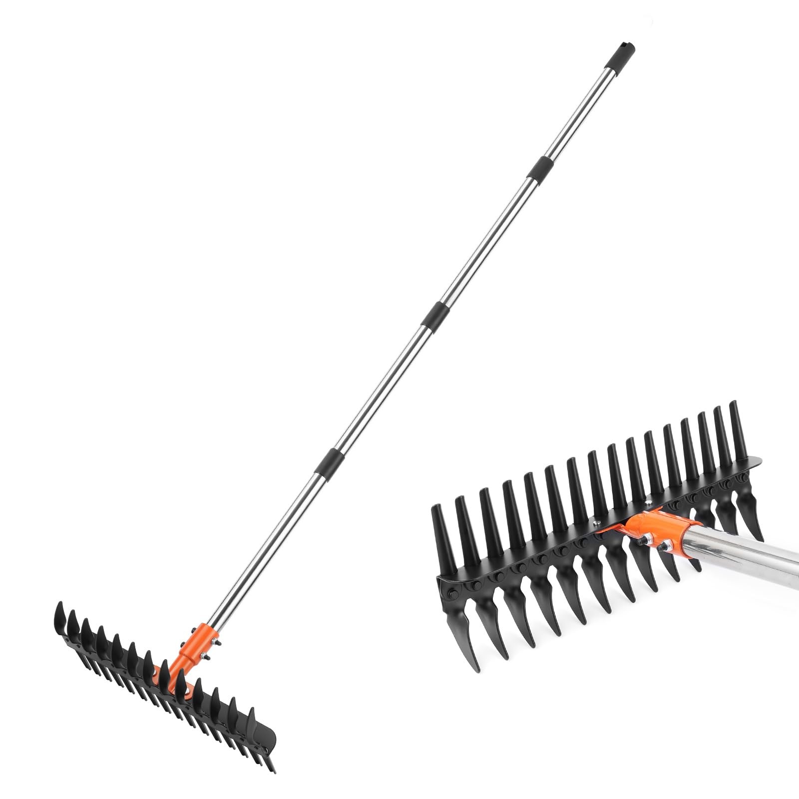 Garden Thatch Rake for Lawn, Heavy Duty Metal Thatching rake with Strong Hand...