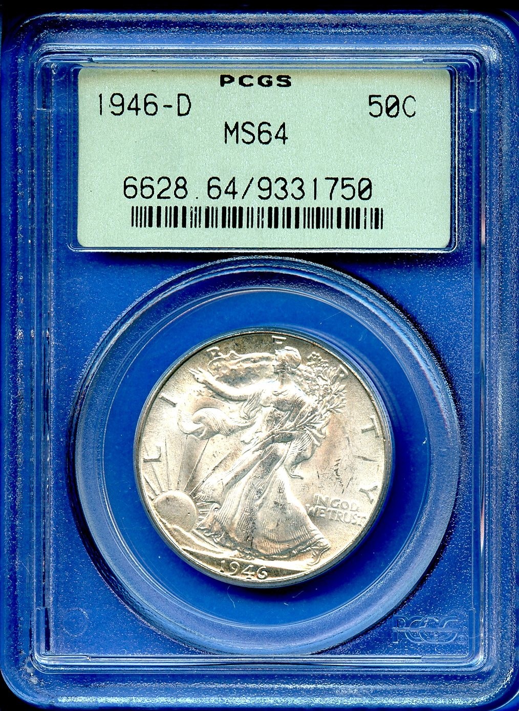 1946 D PCGS MS64 Walking Liberty Half Dollar 50c US 1946-D MS-64 OGH Blast White