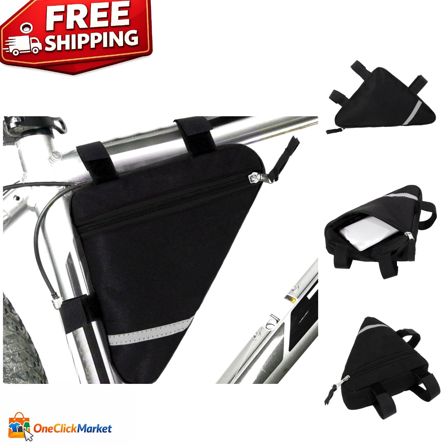 Universal Fit Reflective Bike Storage Bag - 1.2L Capacity for All Bikes