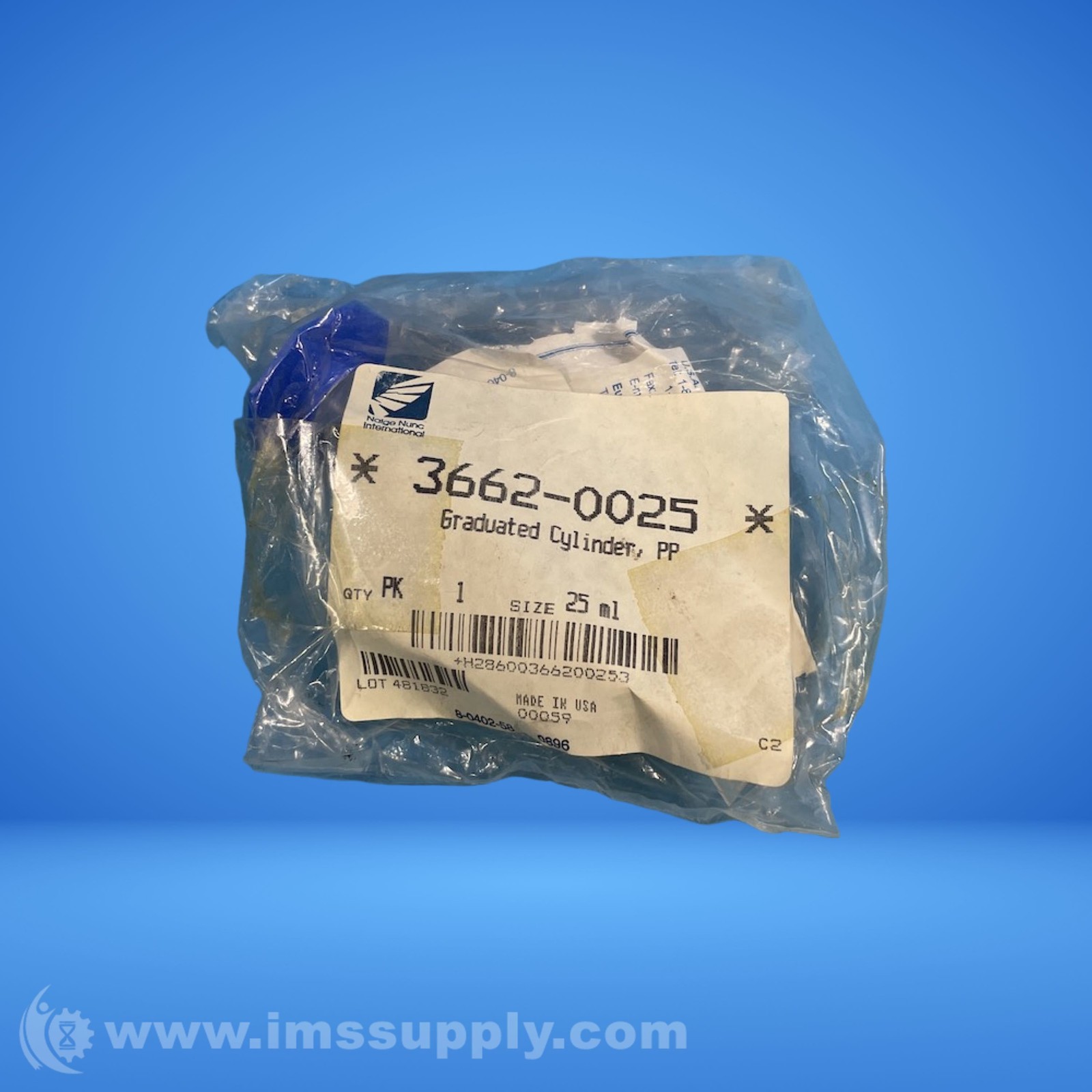 Nalge Nunc 3662-0025 Polypropylene Graduated Cylinder FNFP