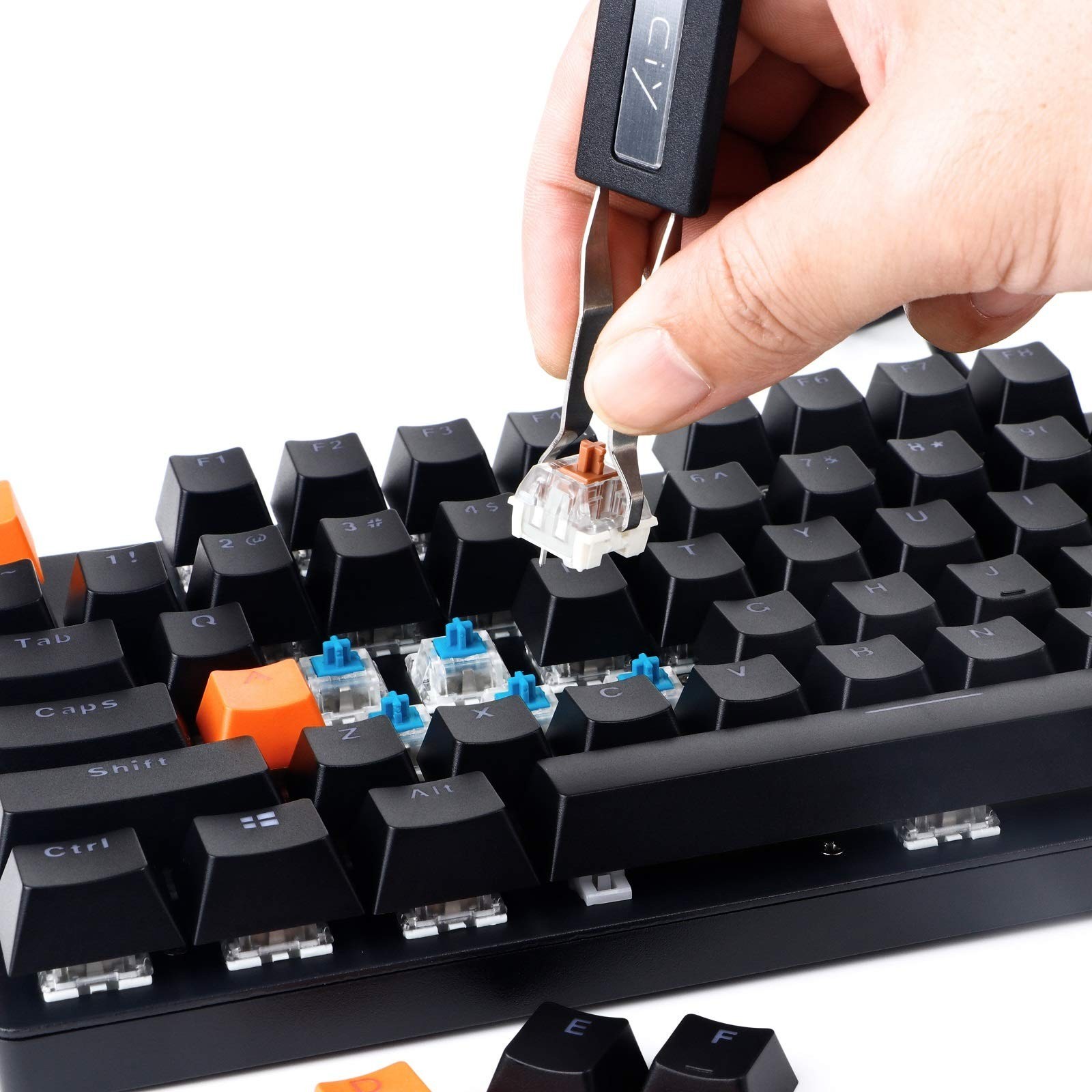 Keycap Puller Switch Puller Stainless Steel Keycap Removal Tool with 2 Pcs Ke...