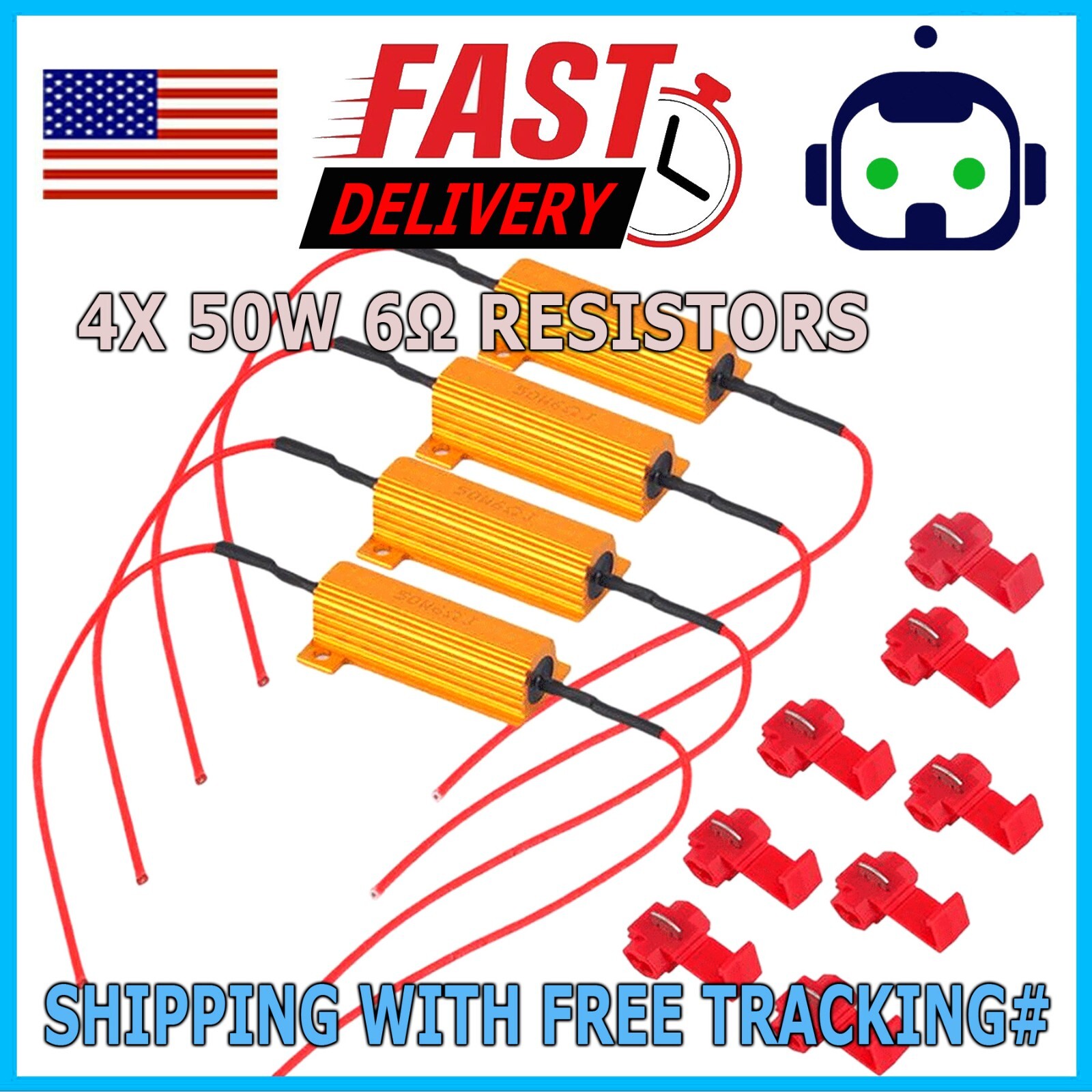 4PCS Load Resistor 50W 6RJ 6ohm LED Decoder FIX Hyper Flash Turn Signal Blinker