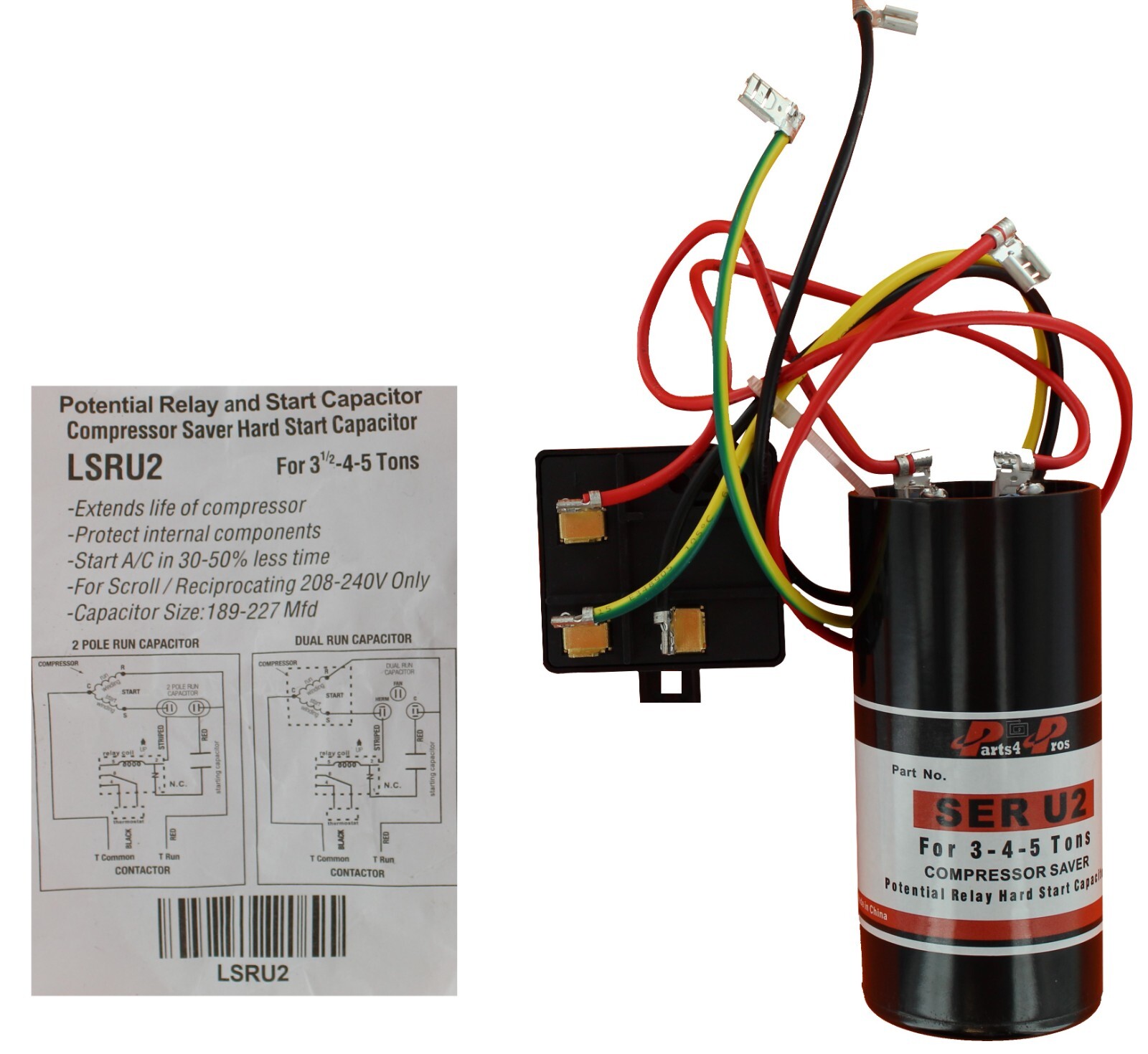 CSRU2 Compressor Saver Hard Start Kit for 3.5-4-5 Ton Systems SER-U2 LSRU2