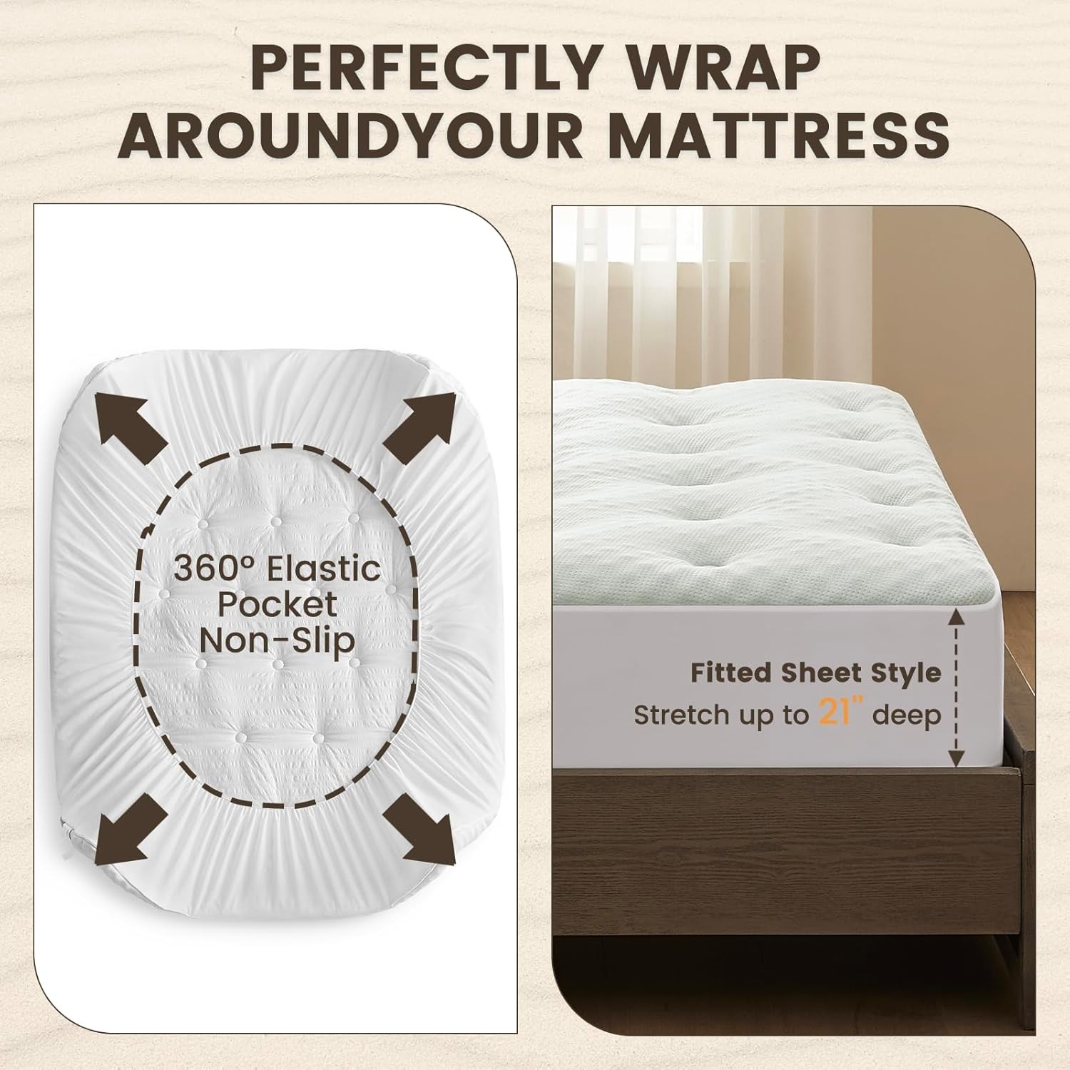 QUIETSEA Reversible Mattress Topper Twin XL, White - Egg Crate Memory Foam