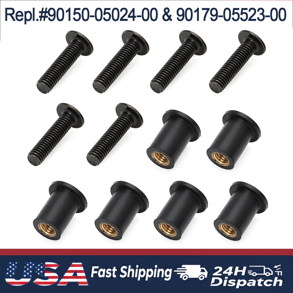 12x Windshield Screws & Nuts For YAMAHA Snowmobile 90150-05024-00 90179-05523-00