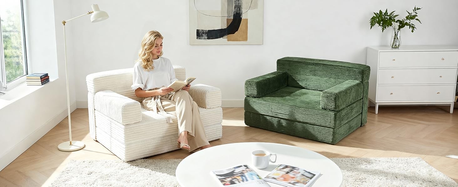 Folding Sofa Bed,Convertible Sofa Bed with Armrest Foldable Sleeper Chair,
