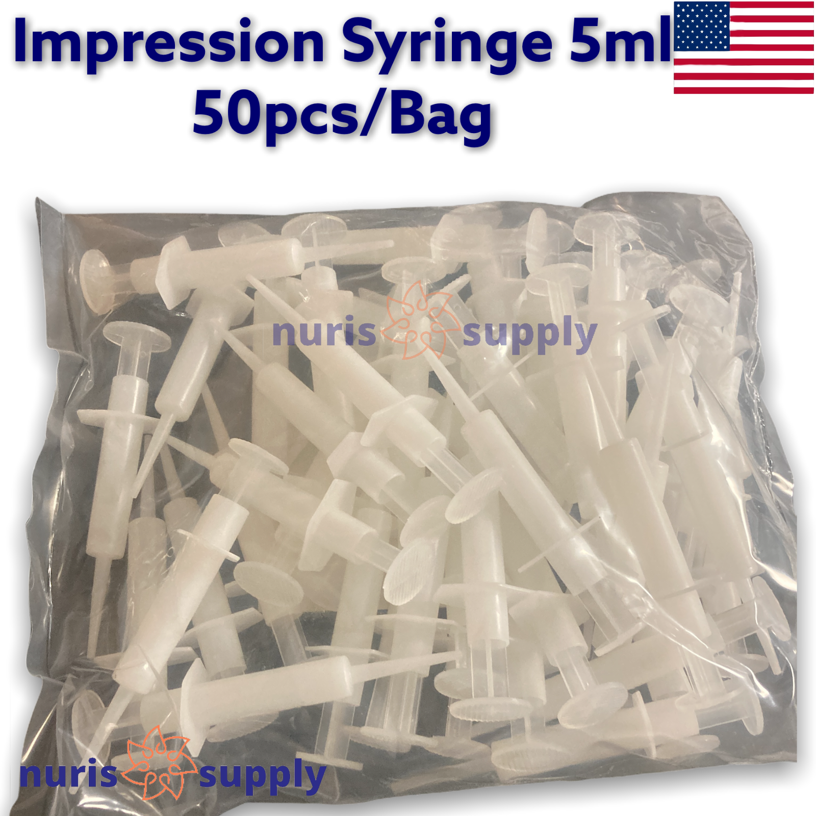 Dental Disposable Impression Syringes Bendable Tip 5ml Bendable Tip 50pcs/Bg