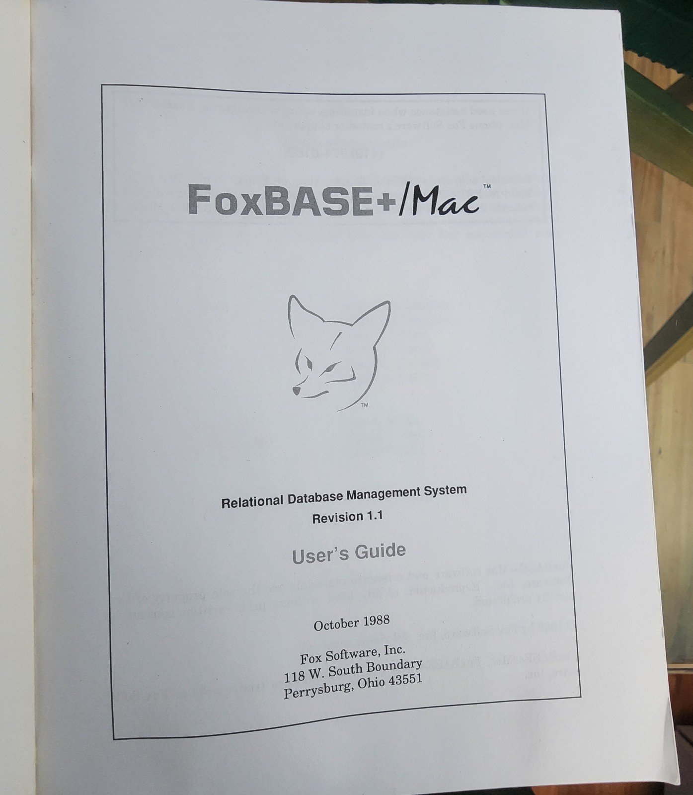 FoxBASE+/Mac User’s Guide – Fox Software