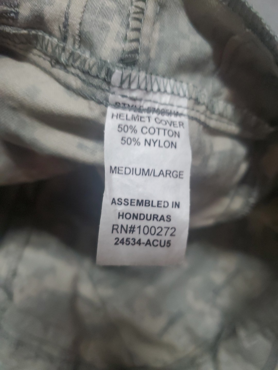 Ach Mich HELMET COVER Acu Digital - USGI Medium Large Army No Ir