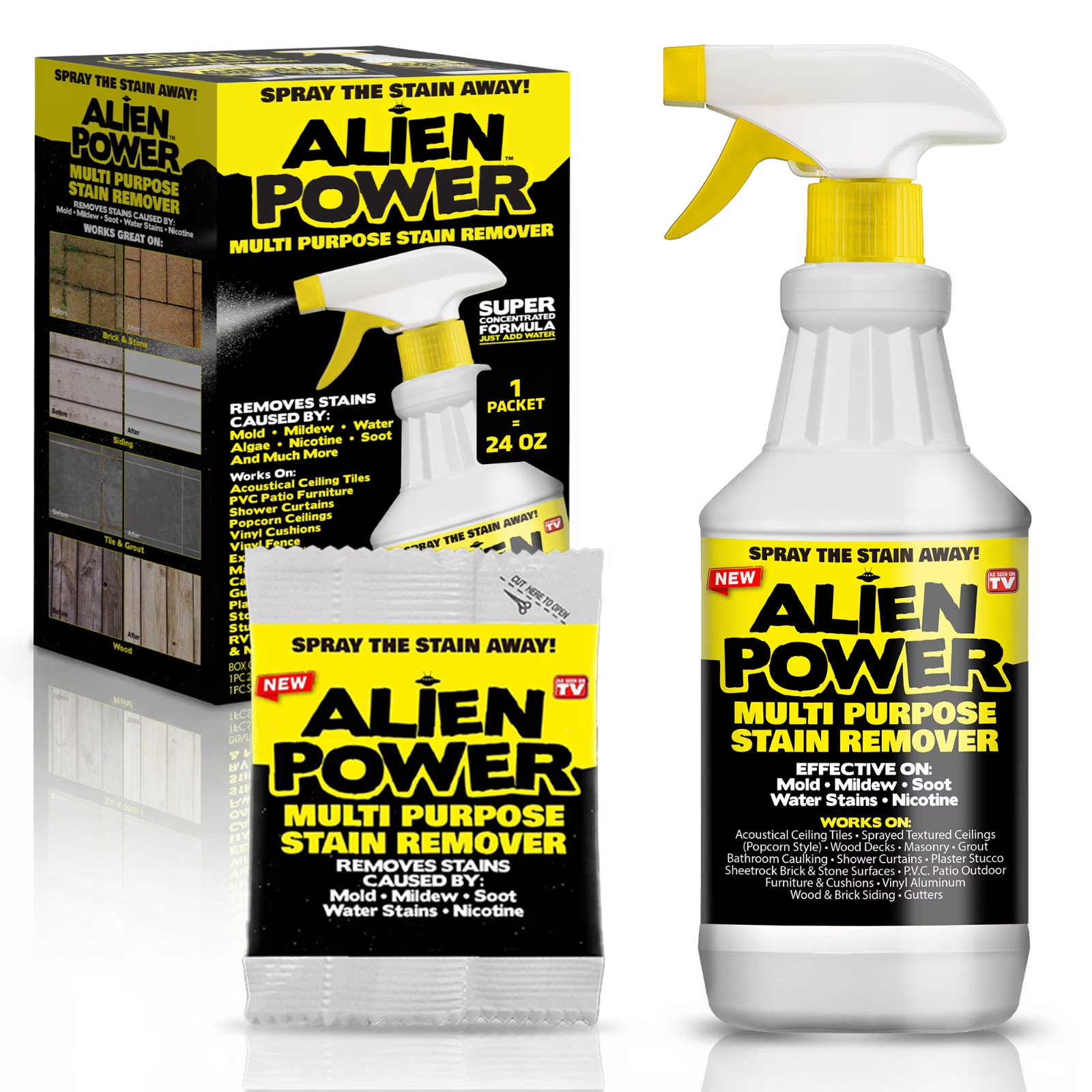 Alien Power Stain Remover Kit – Mold, Mildew & Algae Cleaner with Spray Bottle