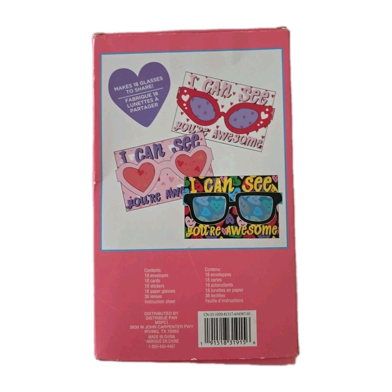 Creatology 18 Valentine Cards Kits Glasses, Tattoos