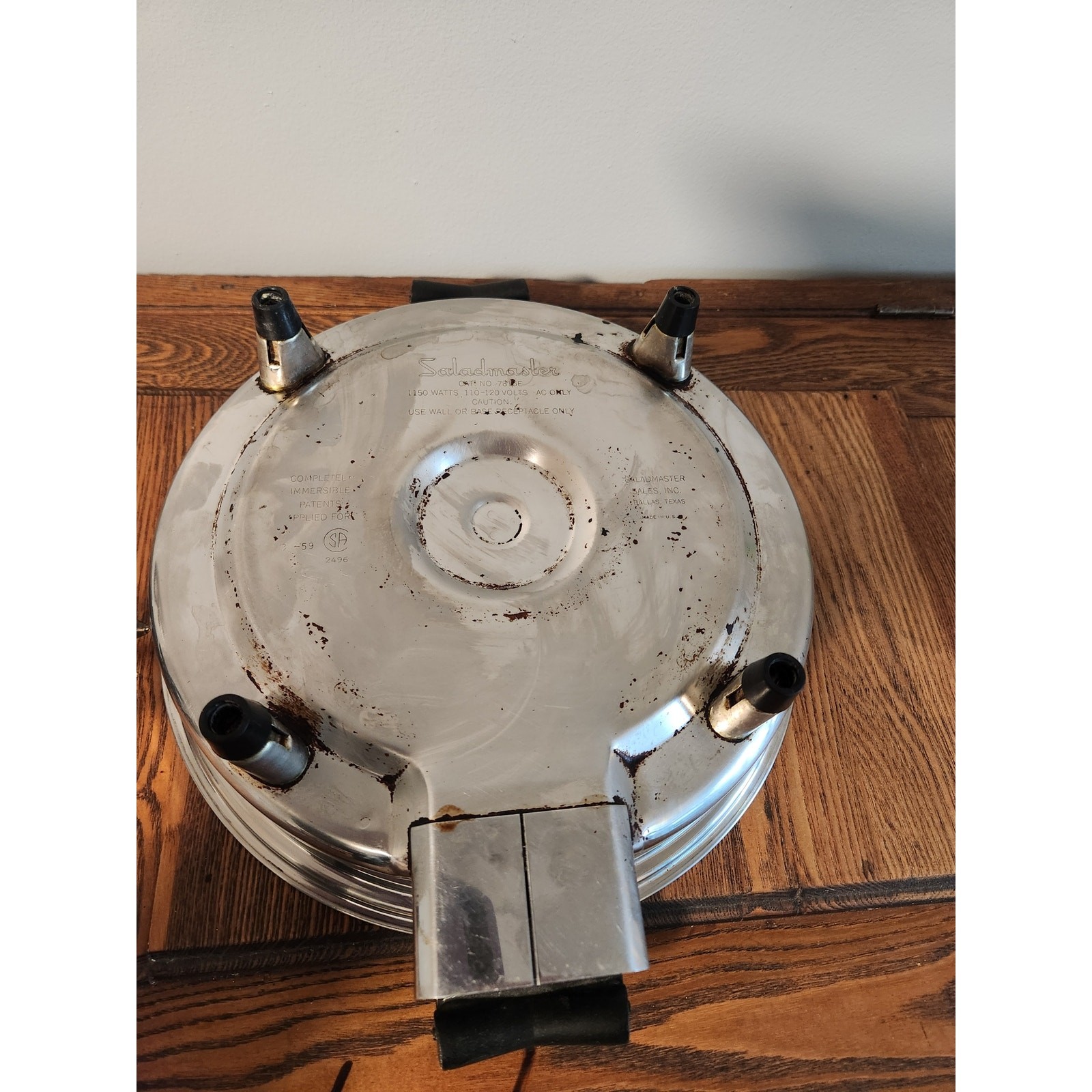 Saladmaster Electric Skillet Fry Pan #7815E with Vapo lid 1996 Vtg