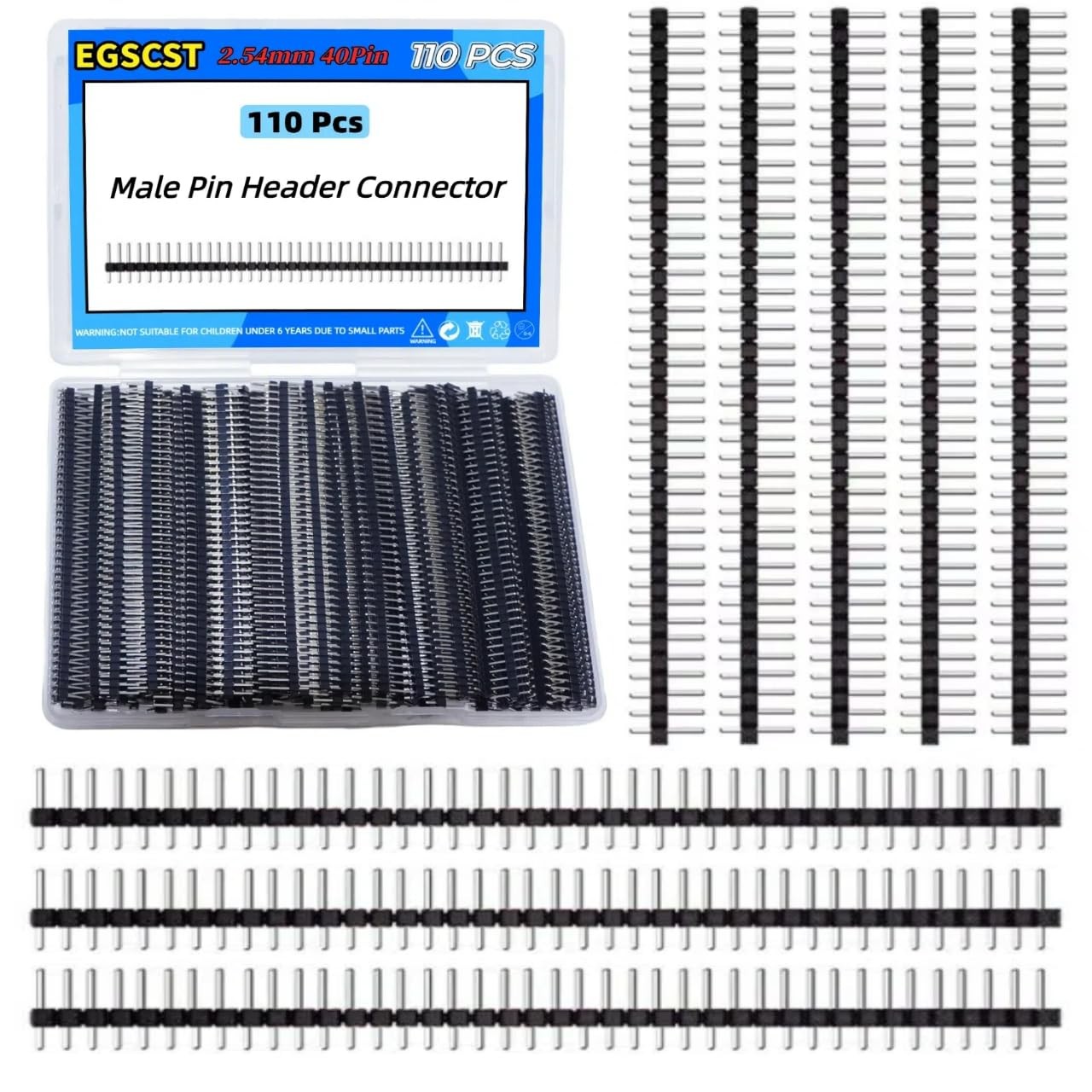 110PCS 2.54mm 40Pin Straight Single Row Male Pin Headers Connector Kit