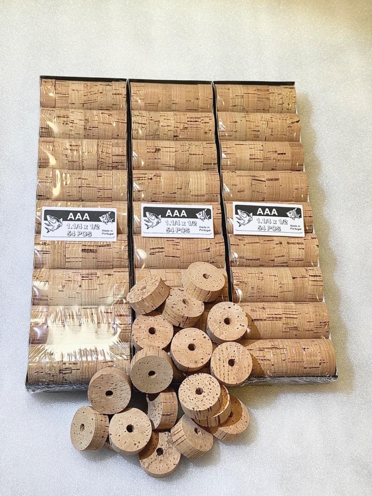 Cork Rings, 30 Grade AAA Natural, 1 1/4" x 1/2” x 1/4" Hole