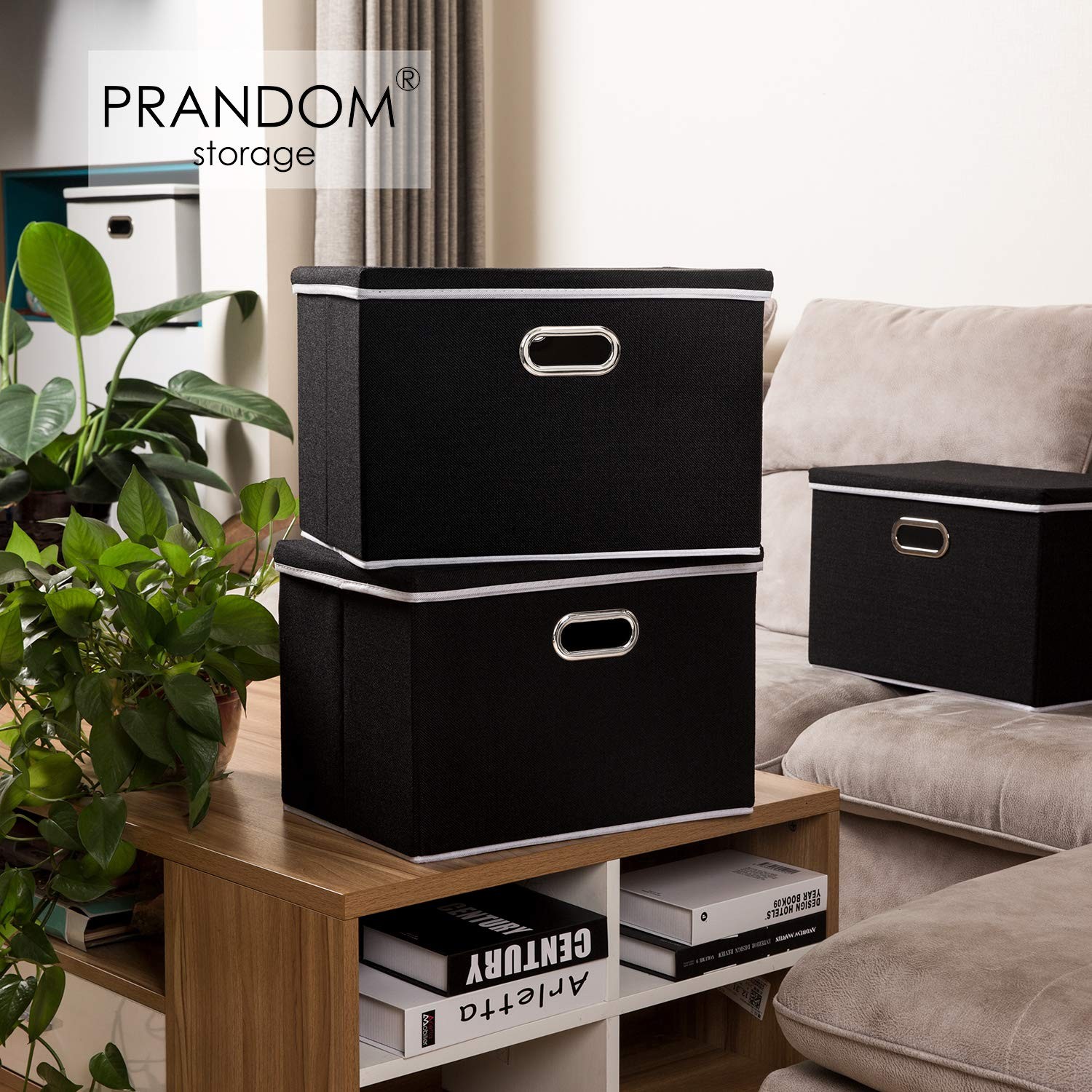 Large Foldable Storage Box with Lid [1-Pack] Fabric Collapsible Storage Bin O...