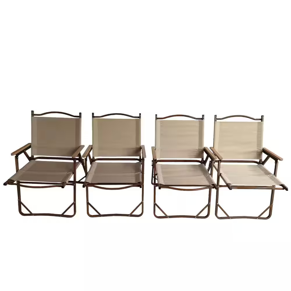 4-Piece Natural Aluminium Lawn Chair, Comfy Foldable and Portable Chair with Alu