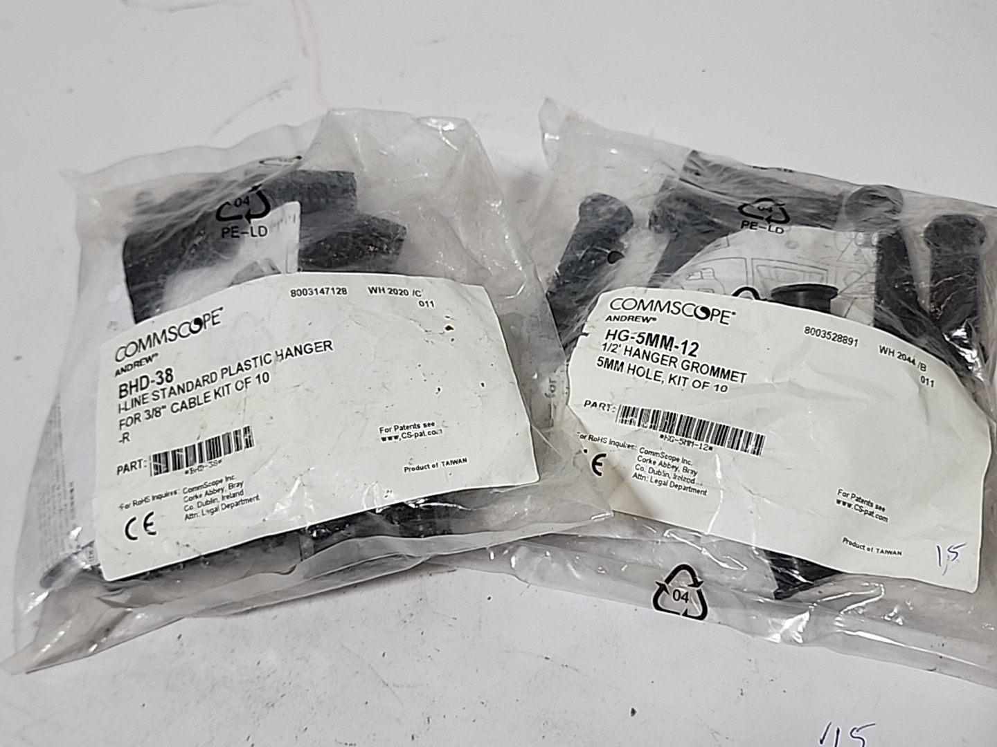 CommScope BHD-38 & HG-5MM-12 Hanger Kit 3/8 Hanger Plastic With 5mm Grommets