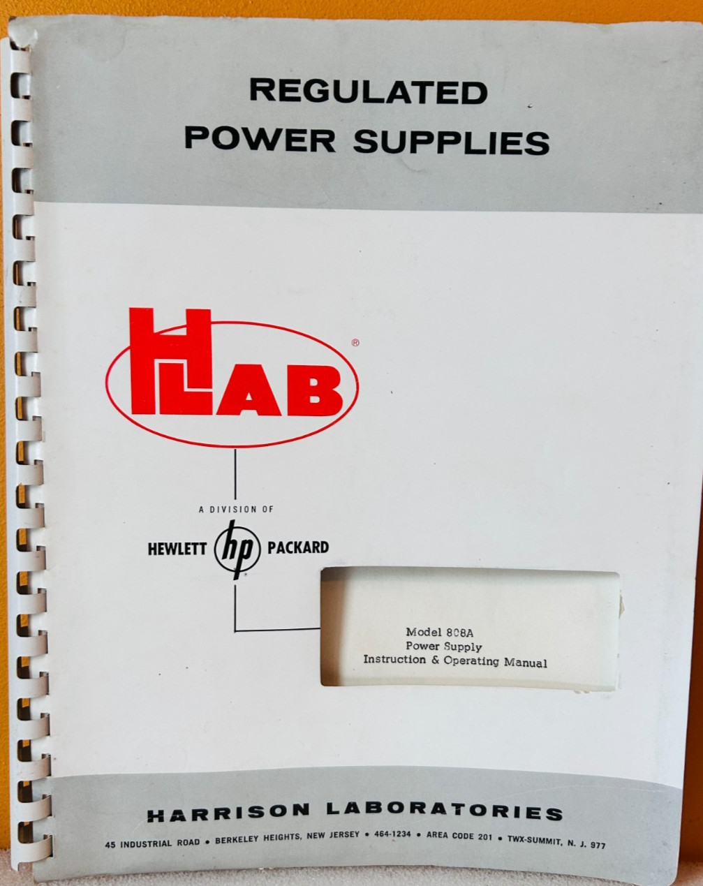 HP Model 808A Regulated Power Supply Instruction Operating Manual.