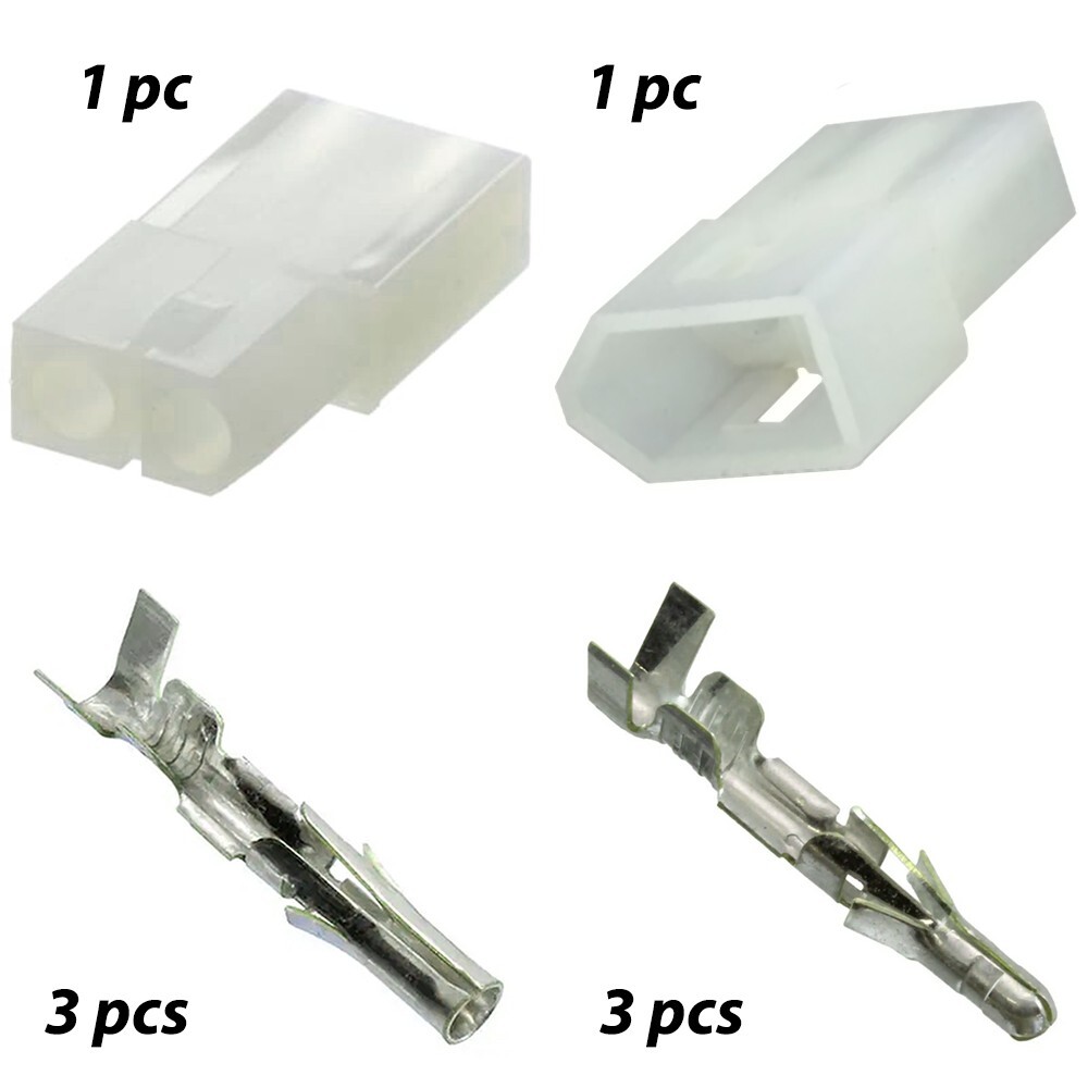 2 Pin Molex Connector Matched Set, 14-20 AWG, .093" Pins, with Ramp Locks