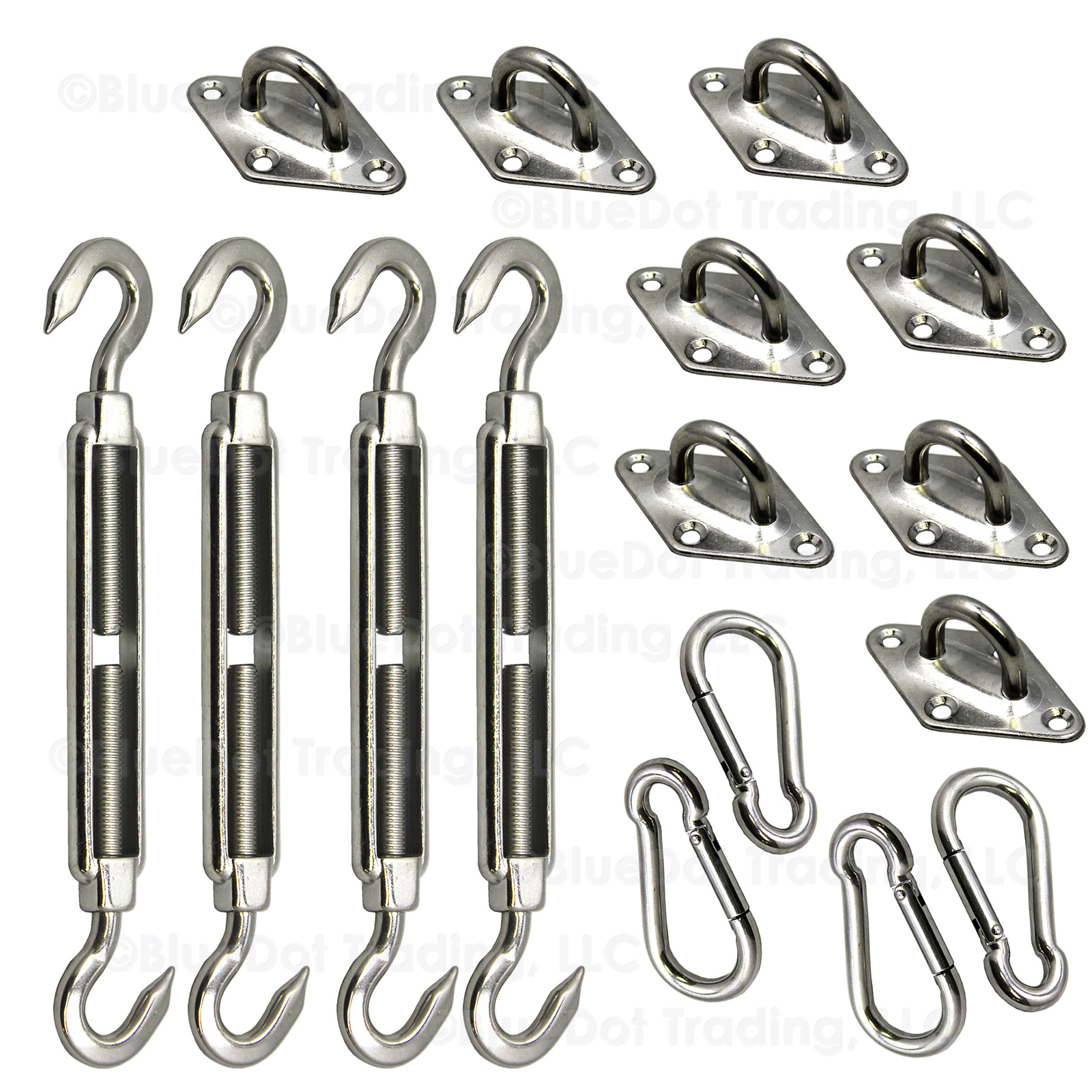 Square Shade Sail Installation Hardware Kit BUNDLE PACK-2 Kits- Stainless Steel