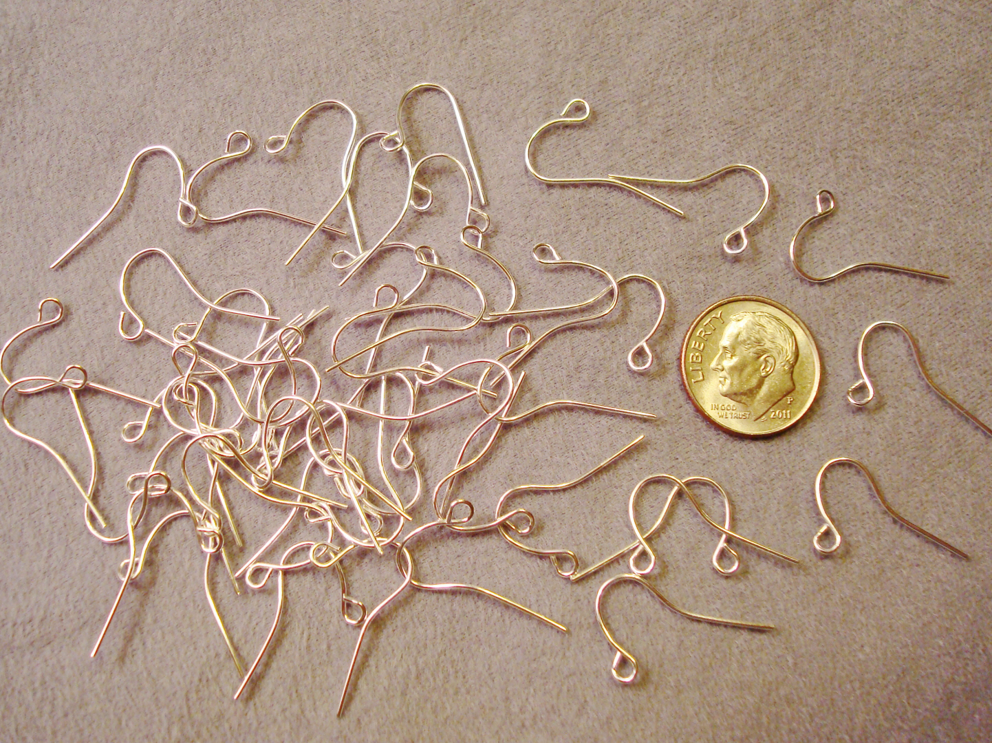 50 Sterling silver plated plain fish hook earring wires open bottom loop fph026