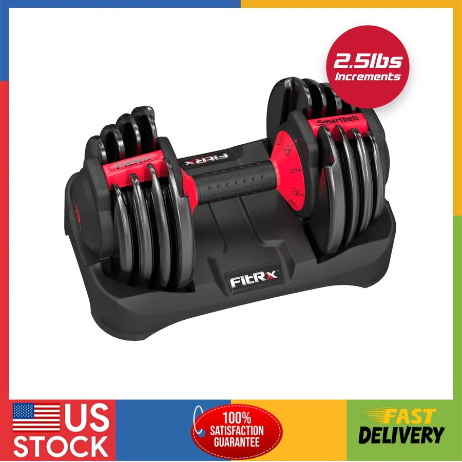 FitRx SmartBell 9 in 1 Adjustable Dumbbell 25 lb Fitness Weight