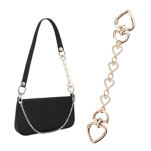 Sparkling Purse Bag Chain Extender Gold Rhinestone Heart Purse Extender Silver