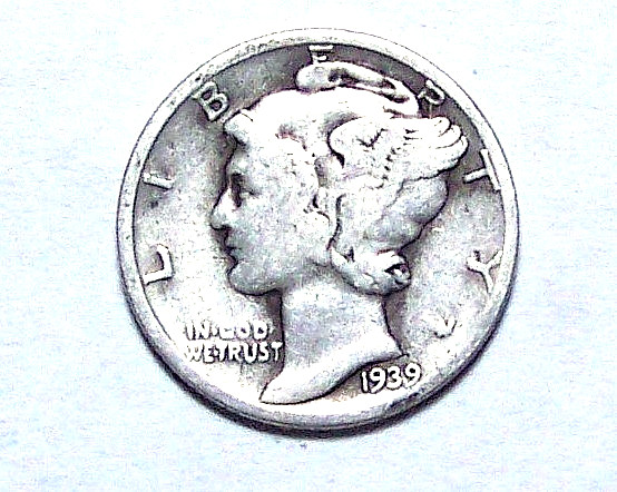 1939  P     MERCURY  SILVER   ACTUAL  COIN                           90531226-06