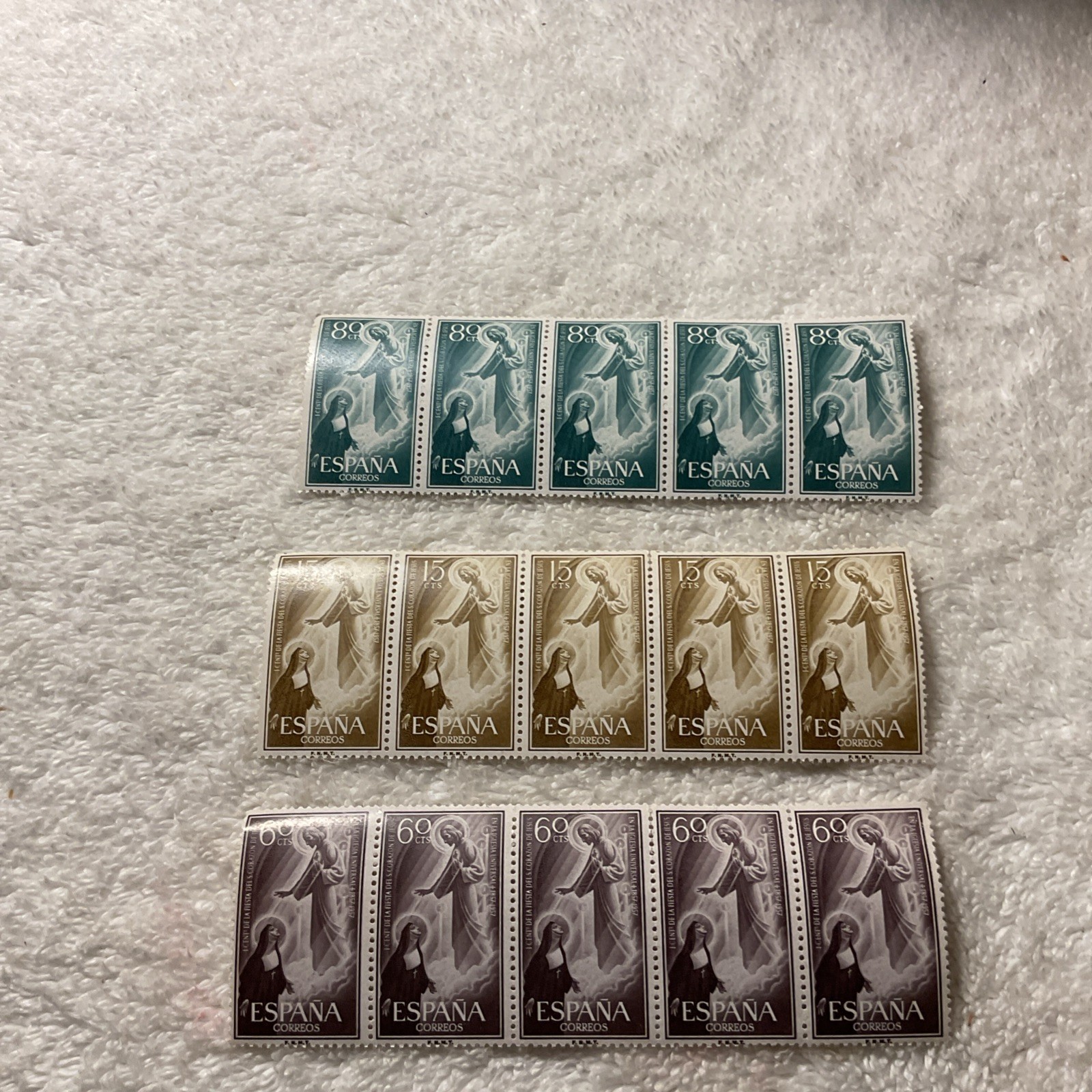 SPAIN-(-1957-)-Centenary the SACRED HEART-SET of 3-STRIPS of 5.Stamps-MNH-#432